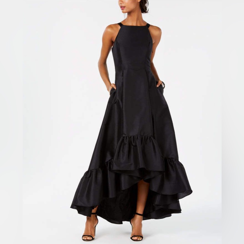 Adrianna Papell Ruffled High-Low Gown